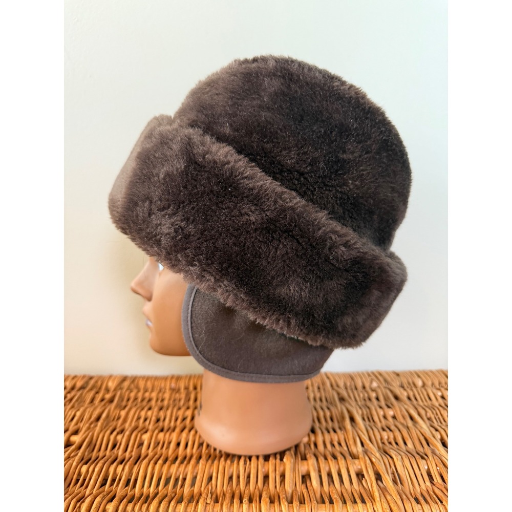 Vintage union Bee Hats Brown Faux Fur Ambassador ear Flaps Size medium